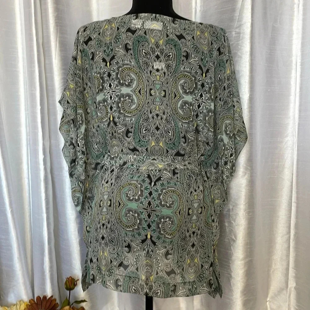 Liz Claiborne Women’s Small Sheer with Cami Dolman Sleeve Boho Belted Blouse - Picture 4 of 8